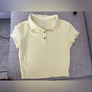 Alo Yoga choice cropped polo buttercup yellow size xs